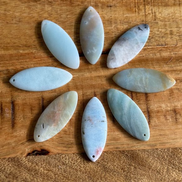 Natural Flower Amazonite Horse Eye Shaped Pendant - Pre-drilled - Perfect for j - Picture 3 of 8